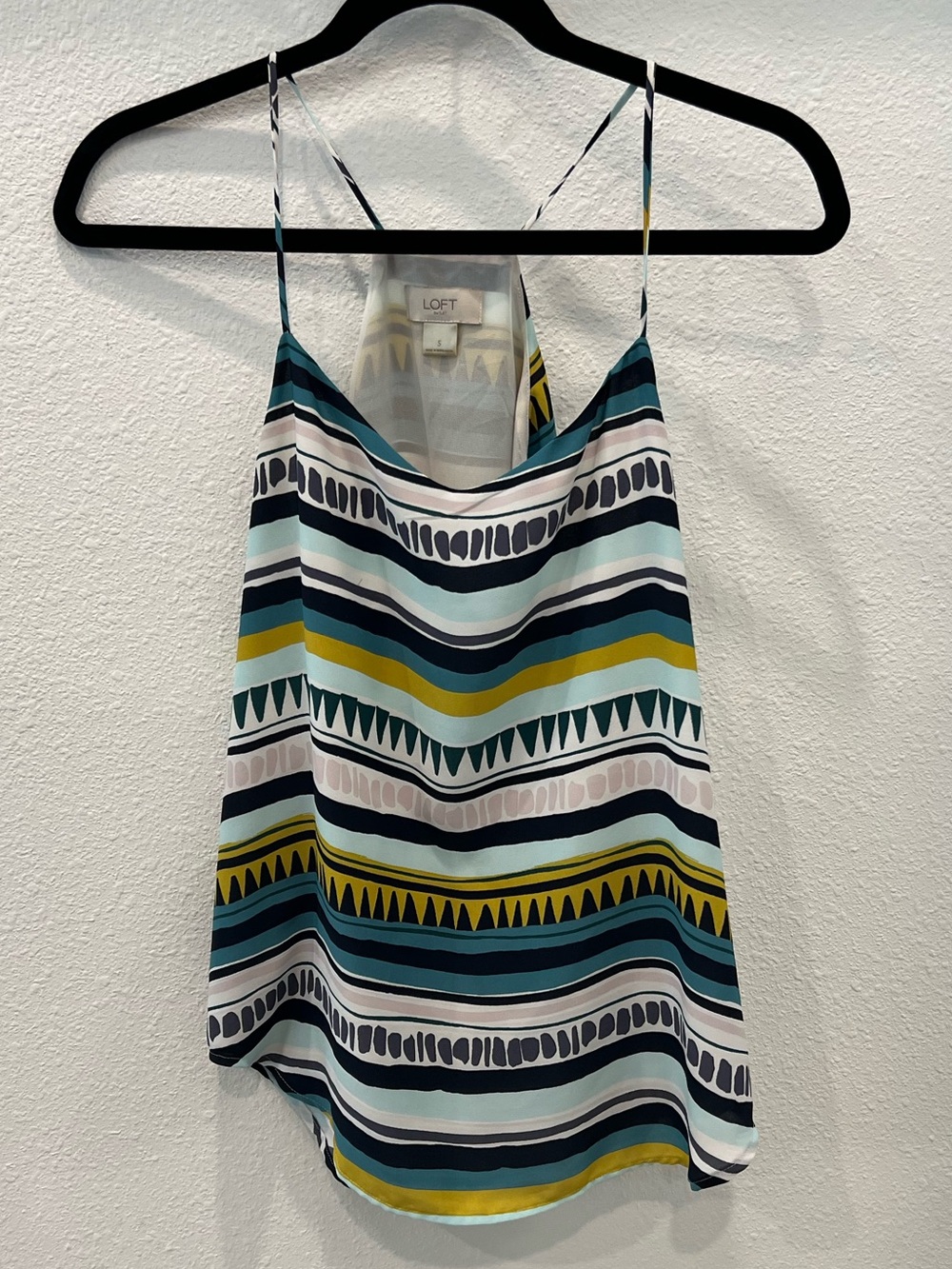 LOFT Teal Yellow Black Striped Sleeveless Cami